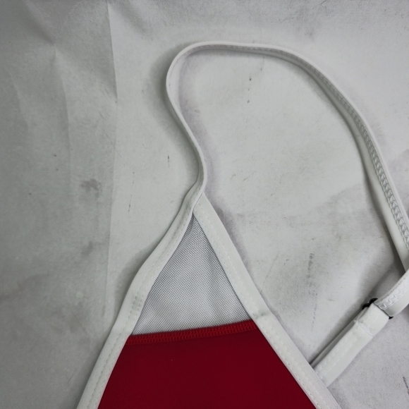 Hoaka Swim Bathing Suit Womens Medium Two Piece Bikini Neoprene Red White Mesh - Picture 3 of 16